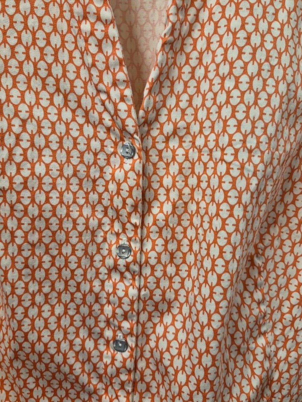 Avenue Stretch Cotton Blouse Size 26 (4X) Peach and Cream Short Sleeve - Picture 2 of 8
